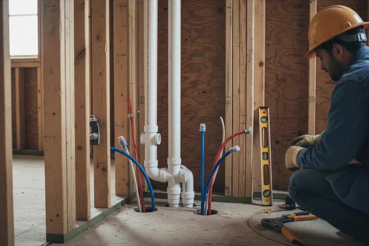 Drain and supply rough-in during Leak Detection in Gratis