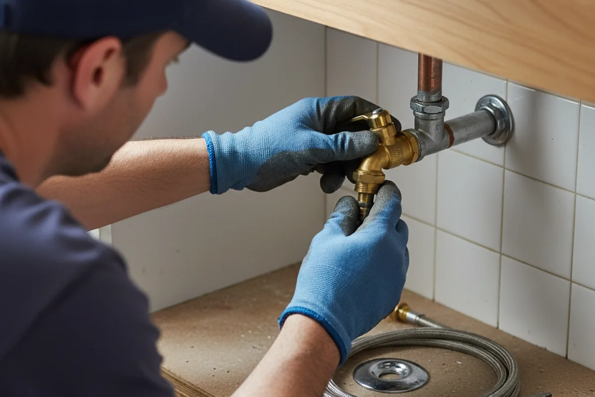 Shutoff valve and fitting work during Well Pump Repair in Gratis